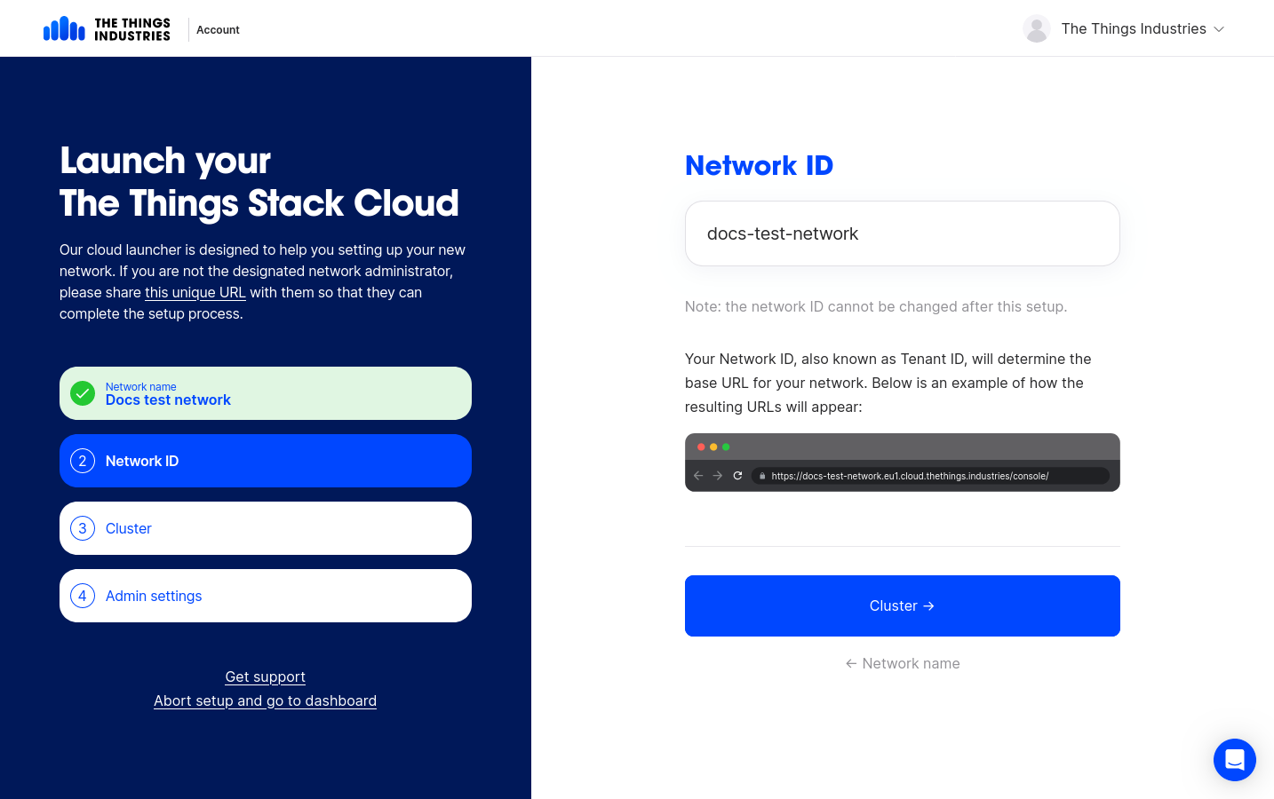 Enter network ID