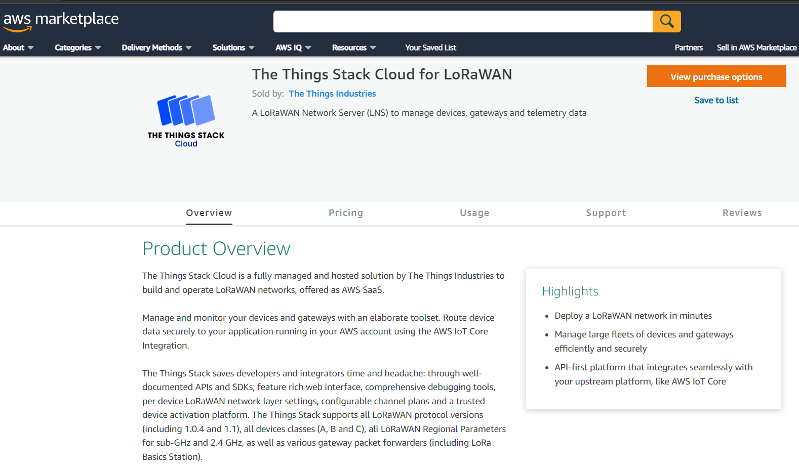 AWS Console shows View purchase option