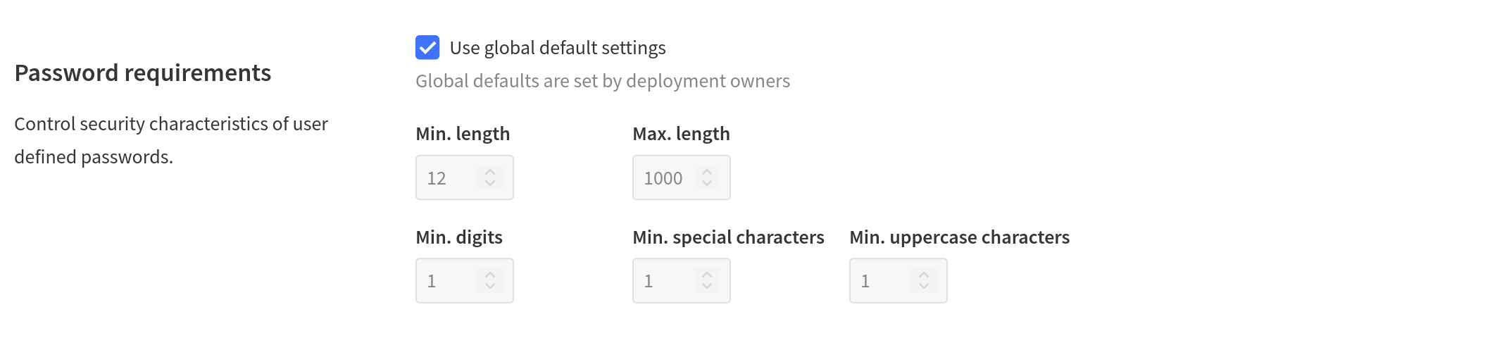 Password requirements