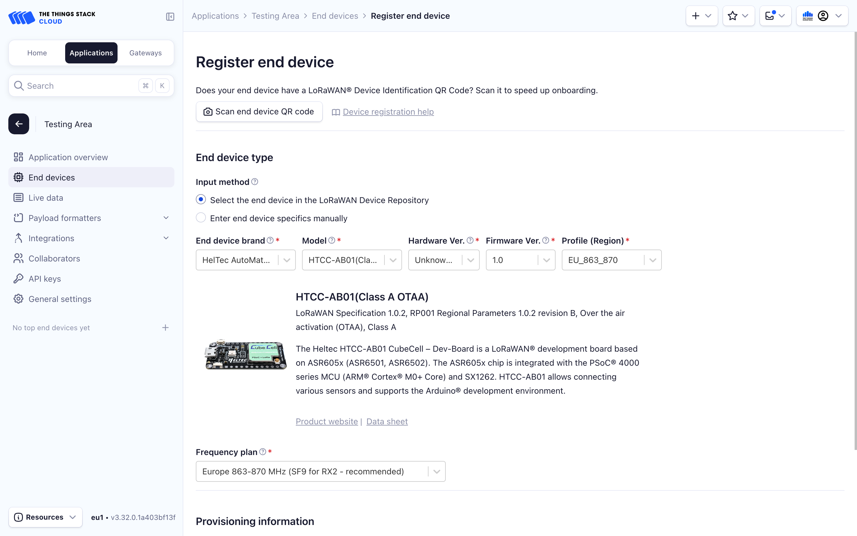 Settings for registration through device repository