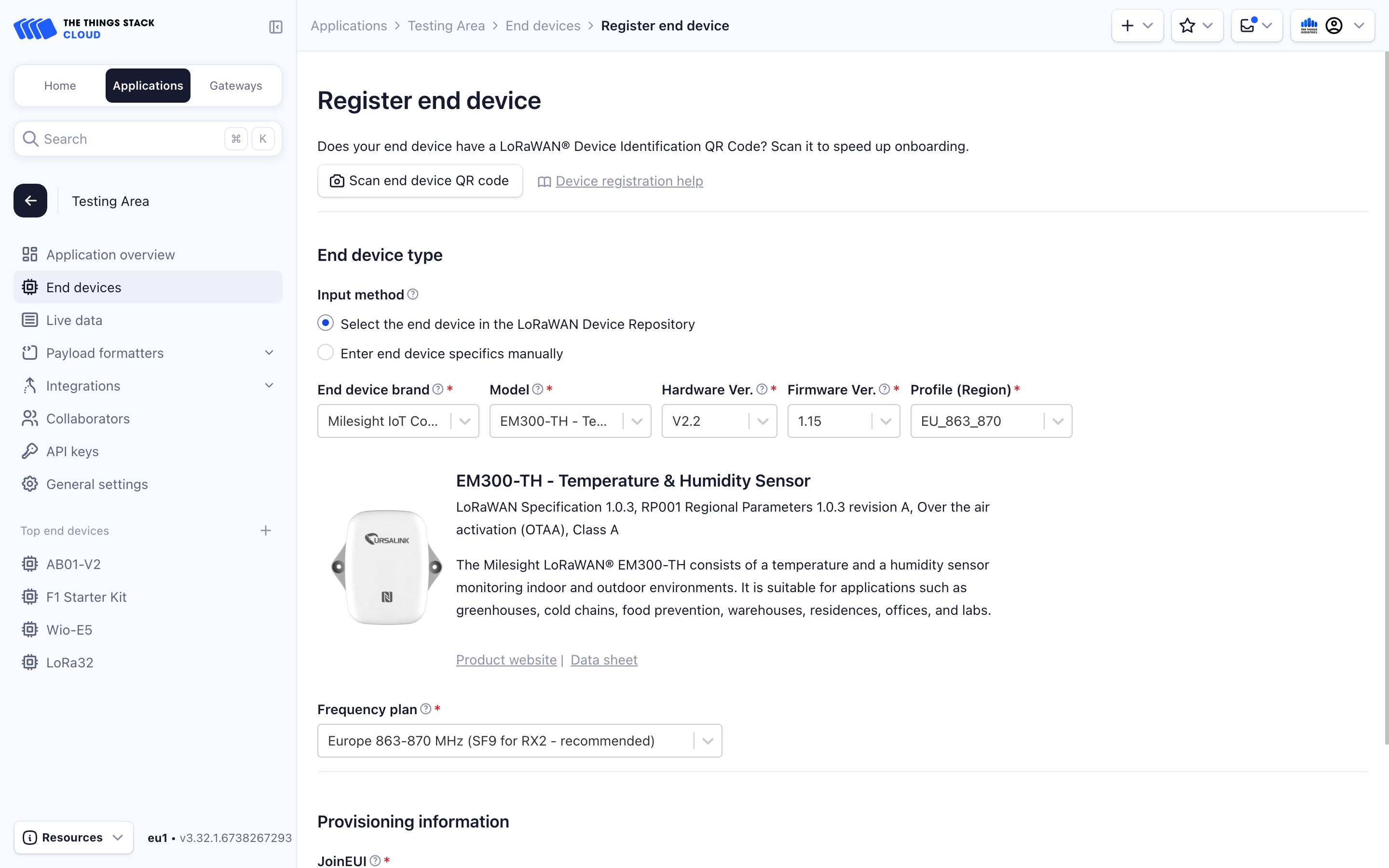 Settings for registration through device repository