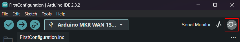 Serial Monitor button highlighted