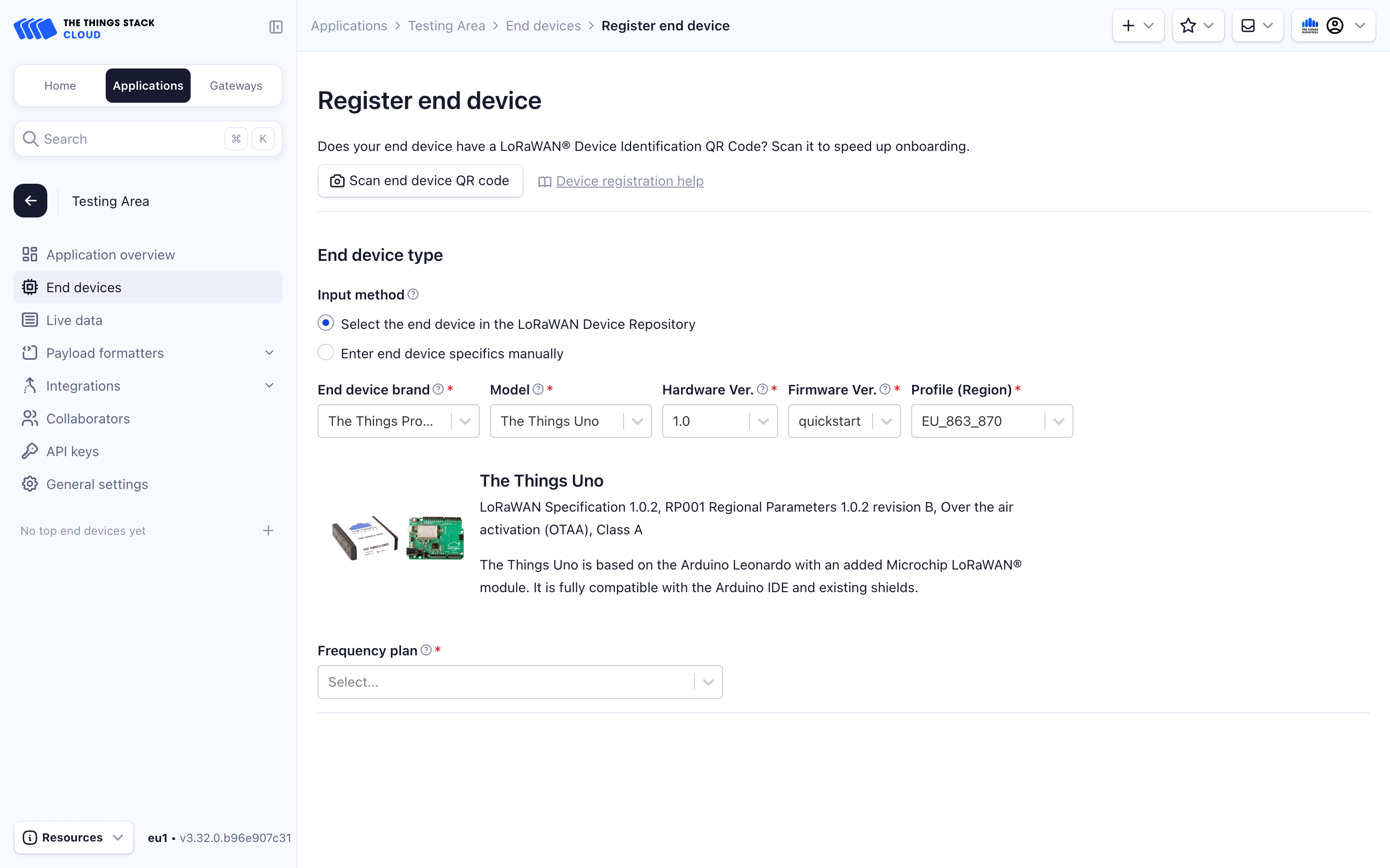 Creating a new device with the Device Repository