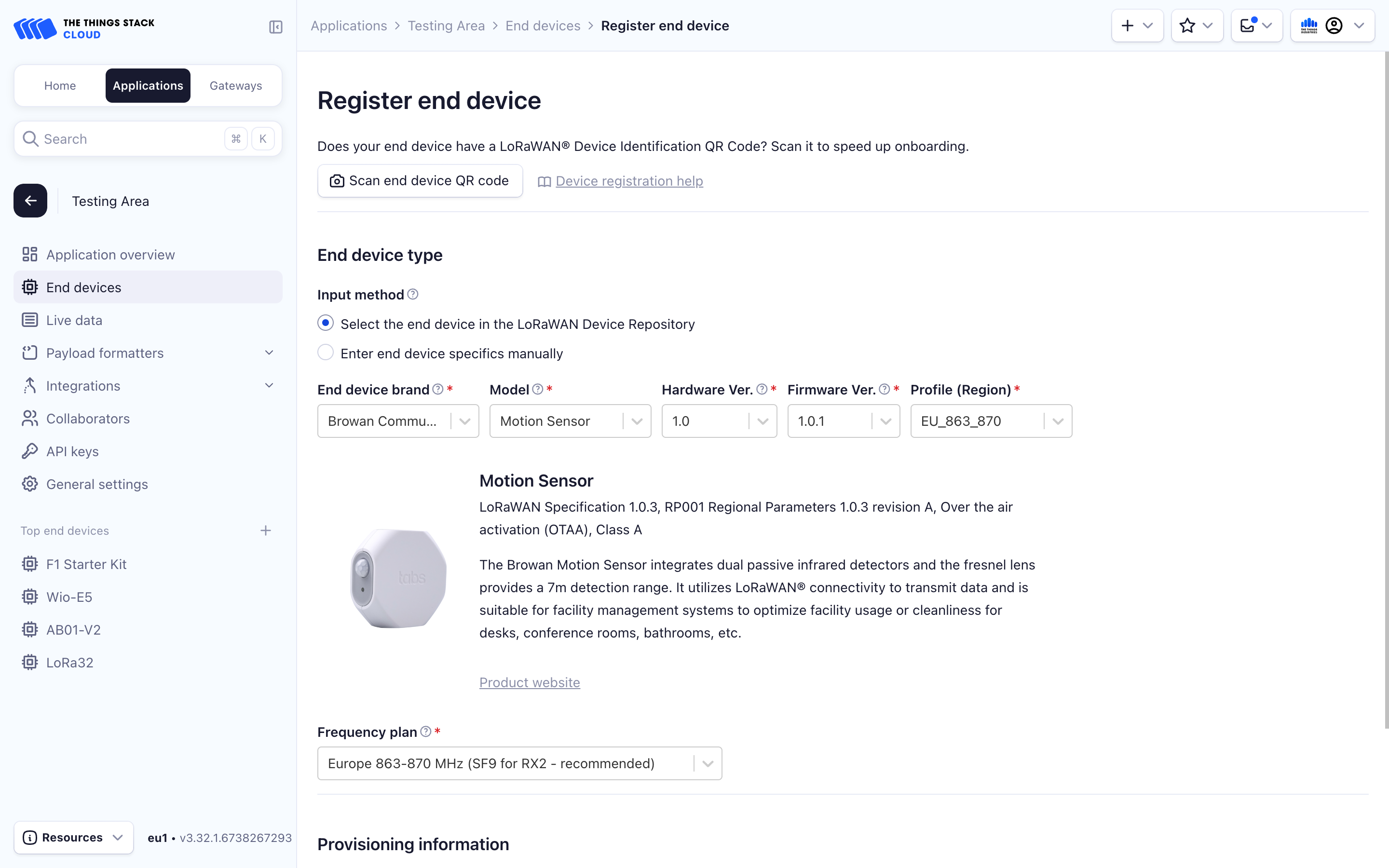 Settings for registration through device repository