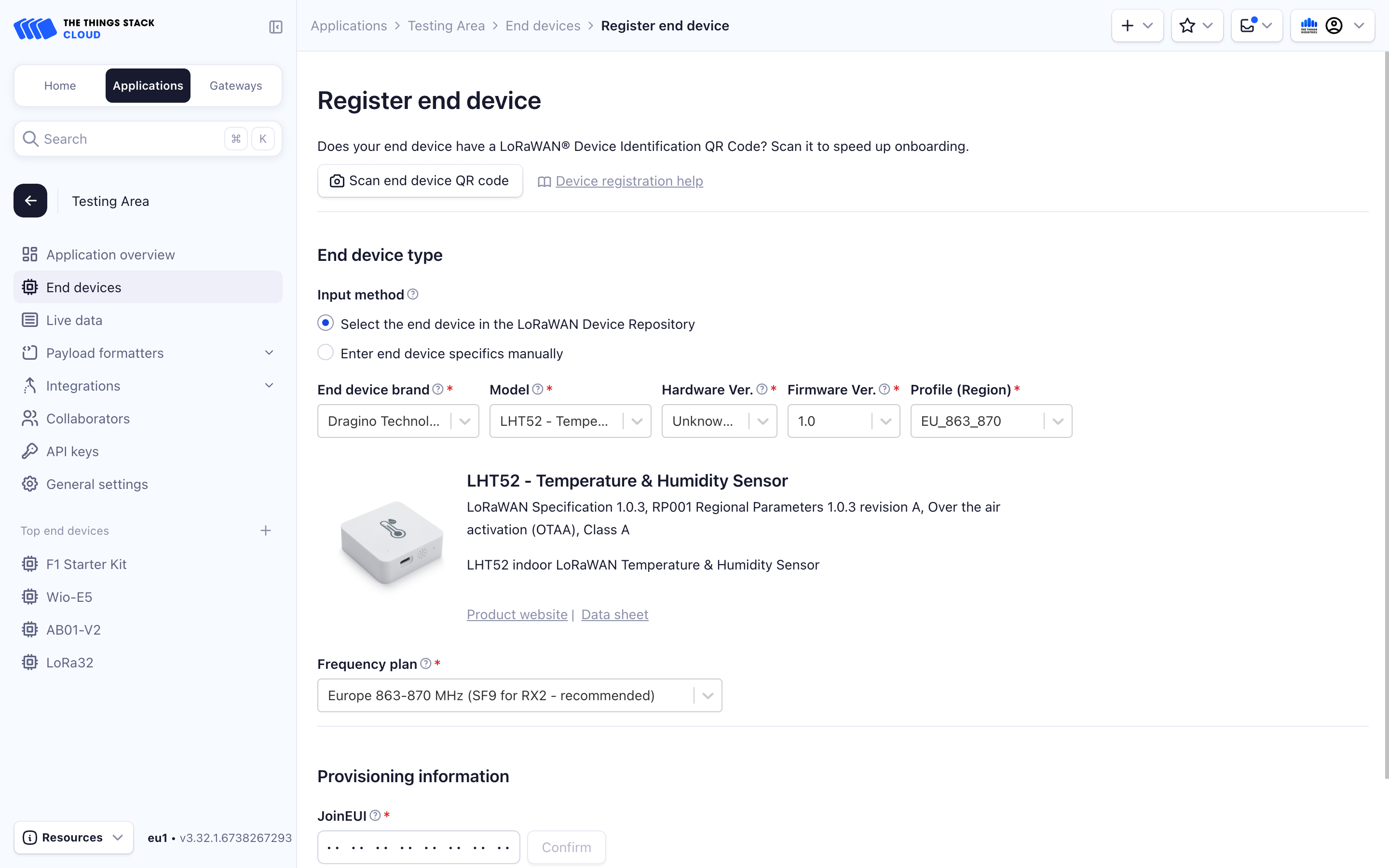 Settings for registration through device repository