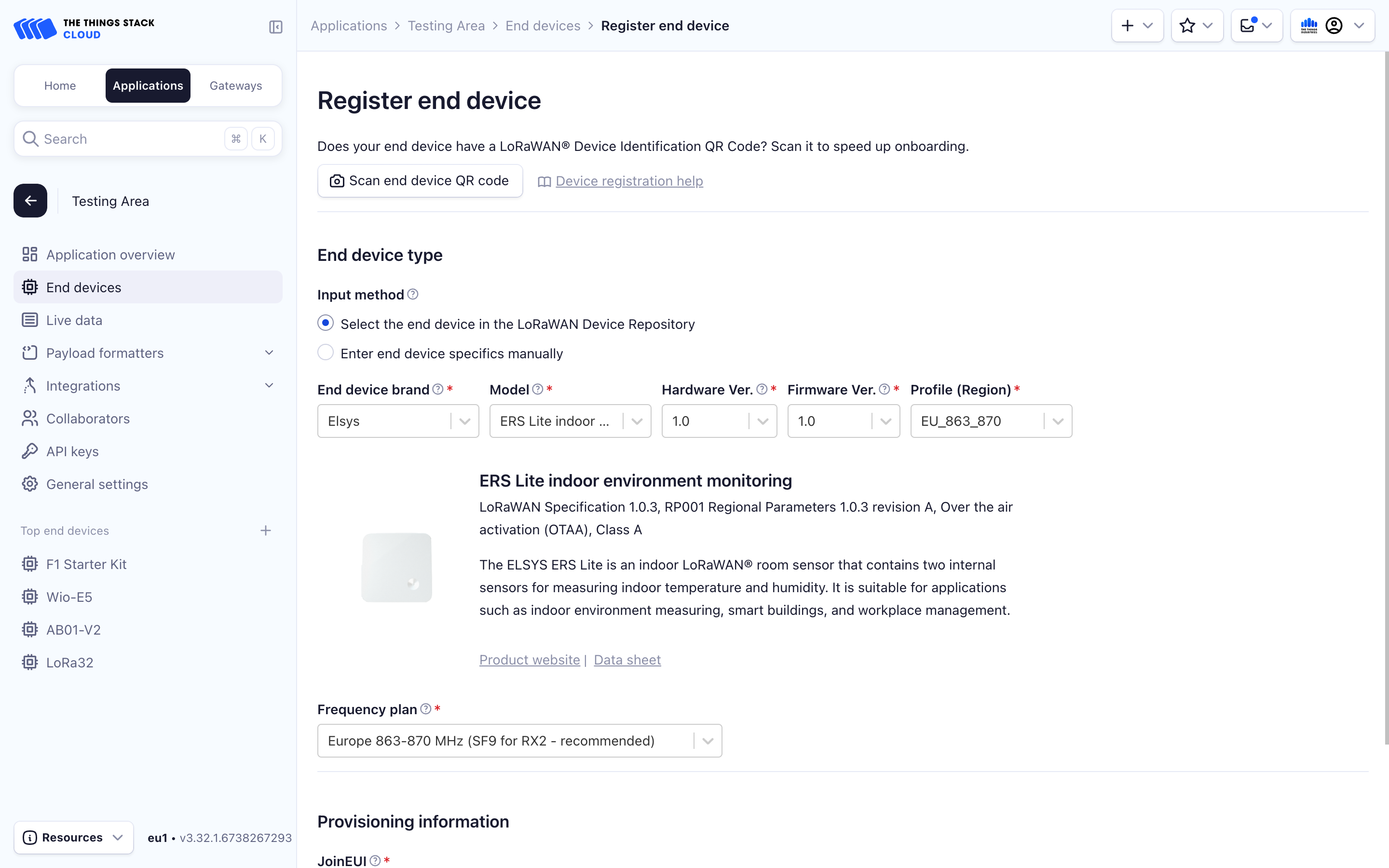 Settings for registration through device repository