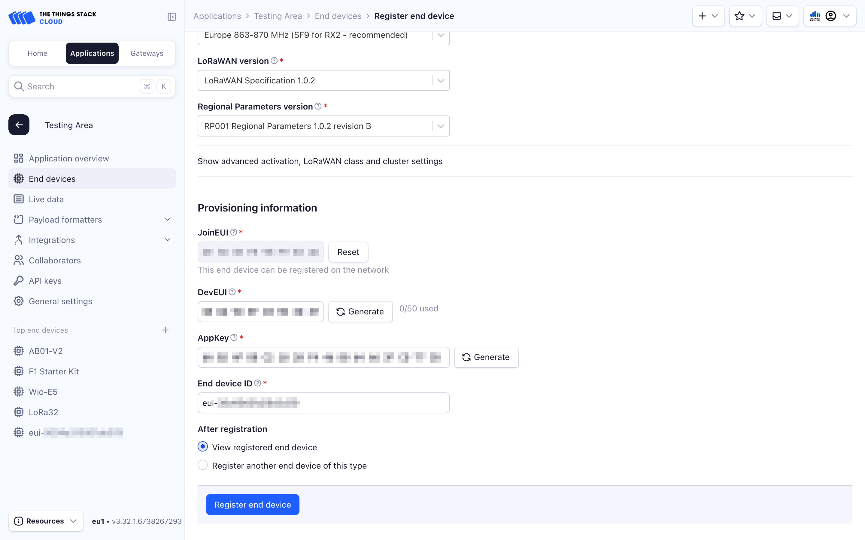 Settings for manual registration