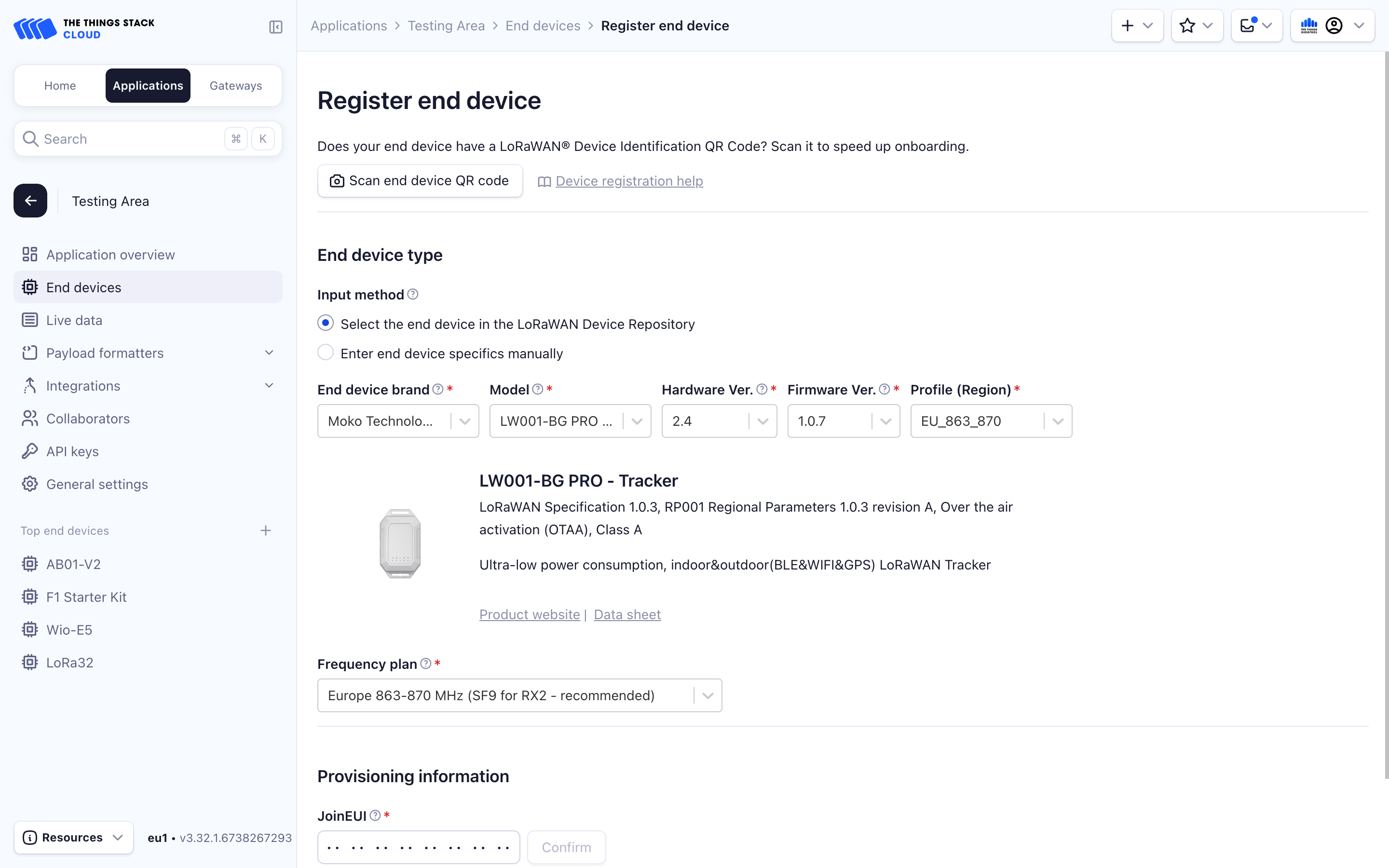 Settings for registration through device repository