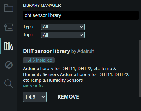 DHT sensor library by Adafruit