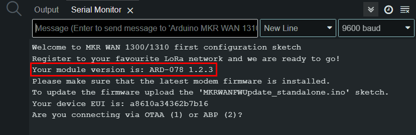 Hardware/Module version of the MKR in the arduino serial monitor