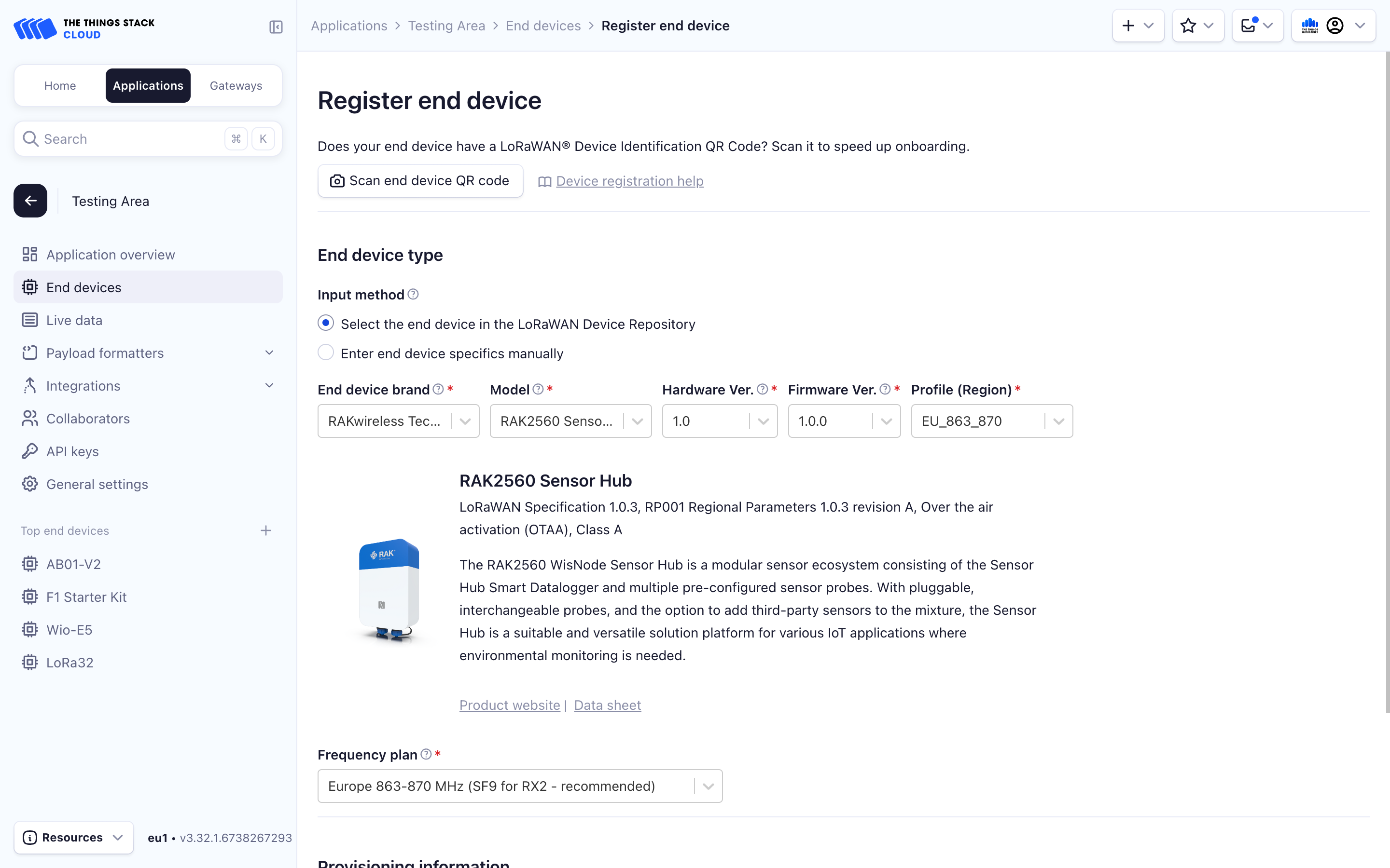 Settings for registration through device repository