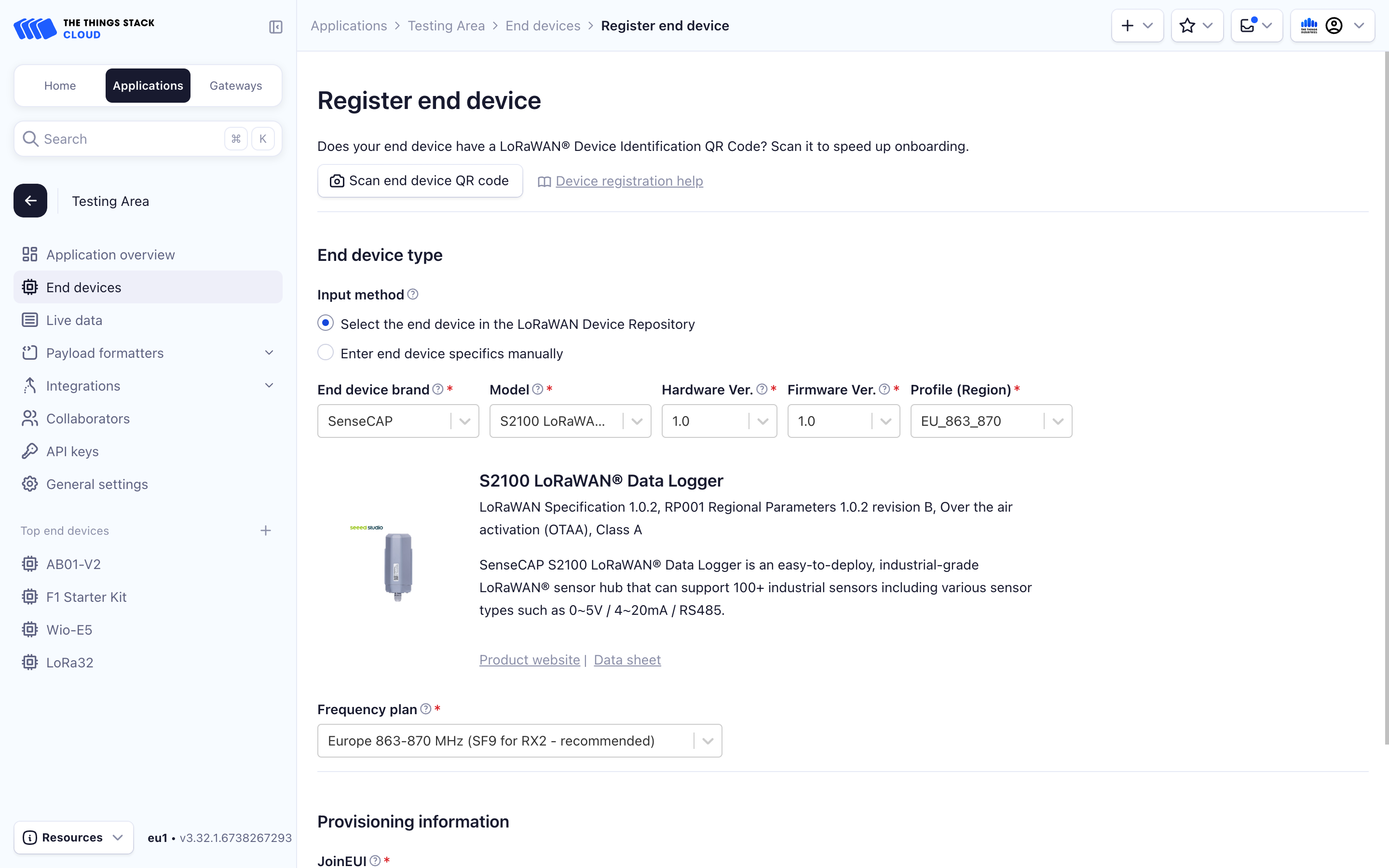 Settings for registration through device repository