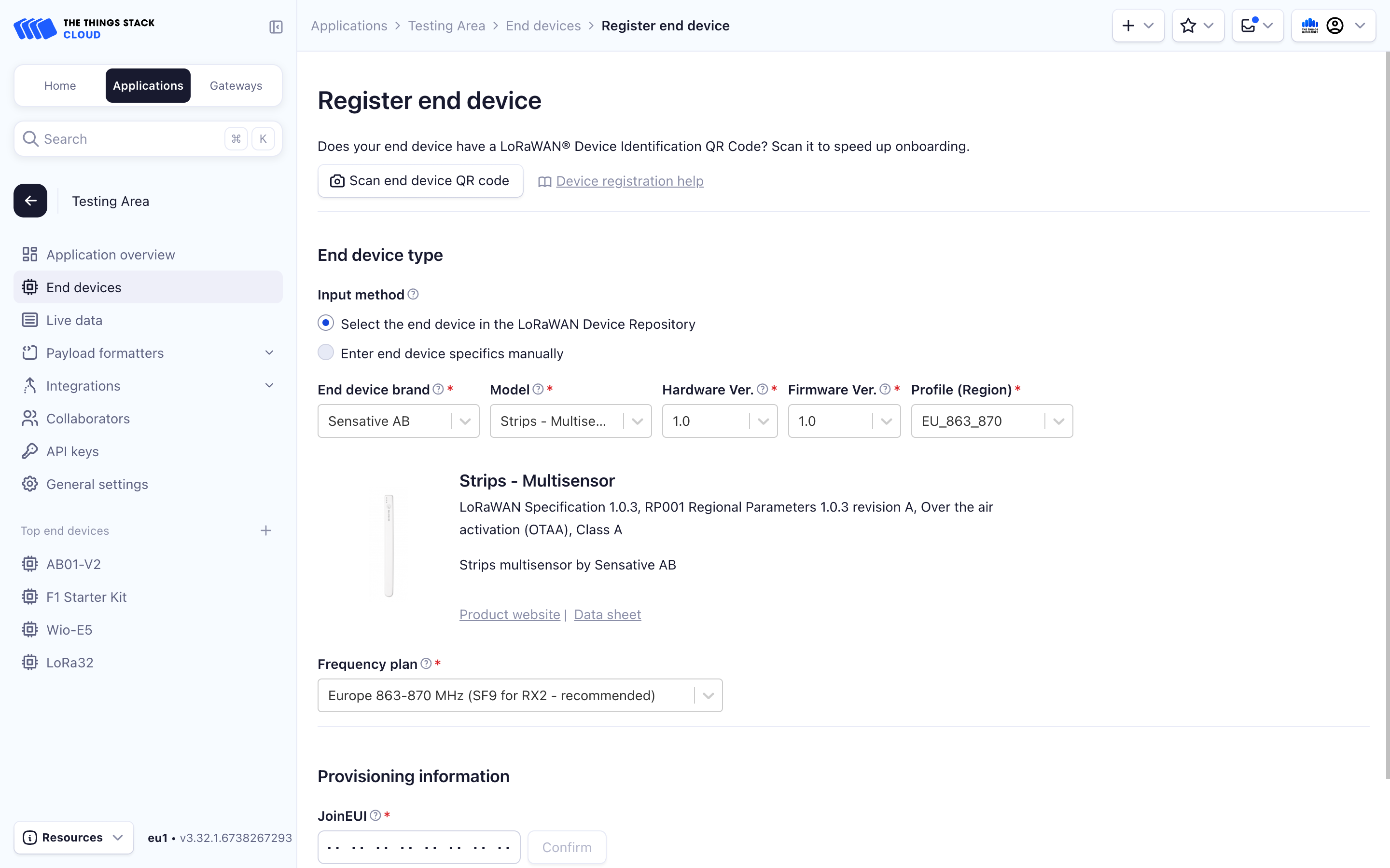 Settings for registration through device repository