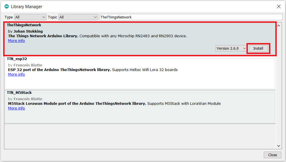 The Things Network Arduino library