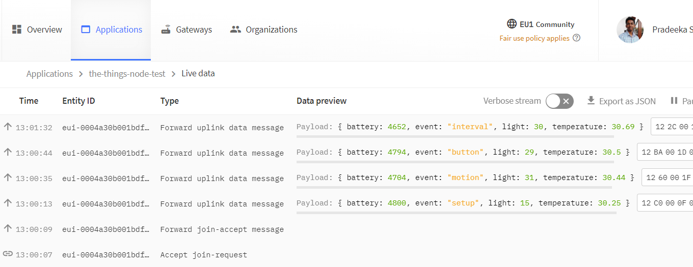 decoded payloads