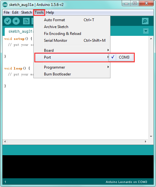 Selecting port