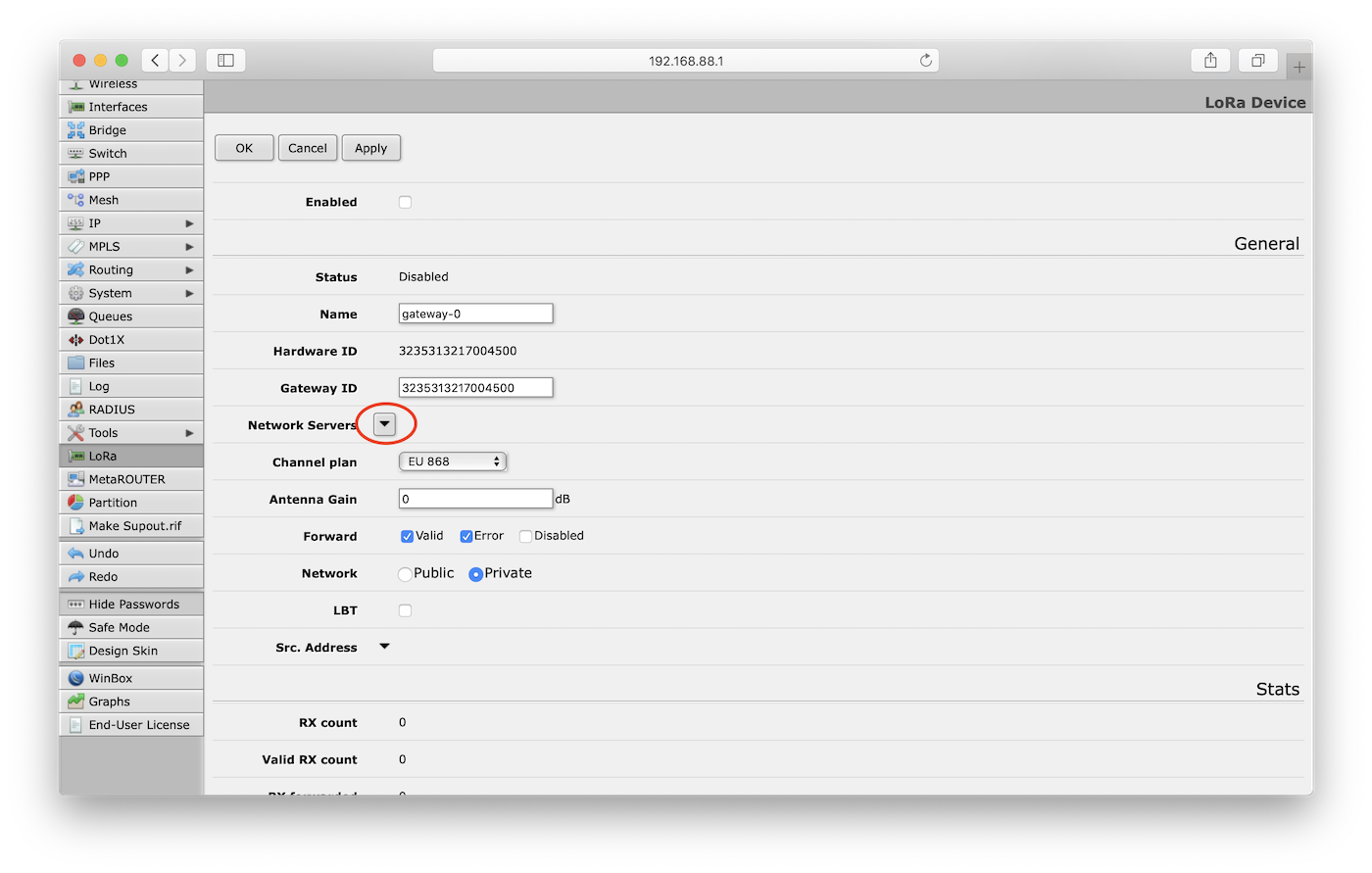 Device parameters