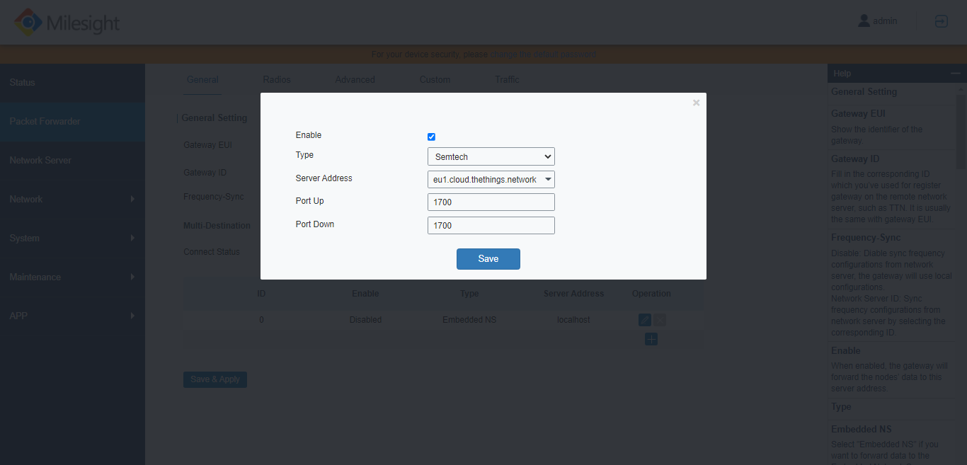 Semtech Configuration