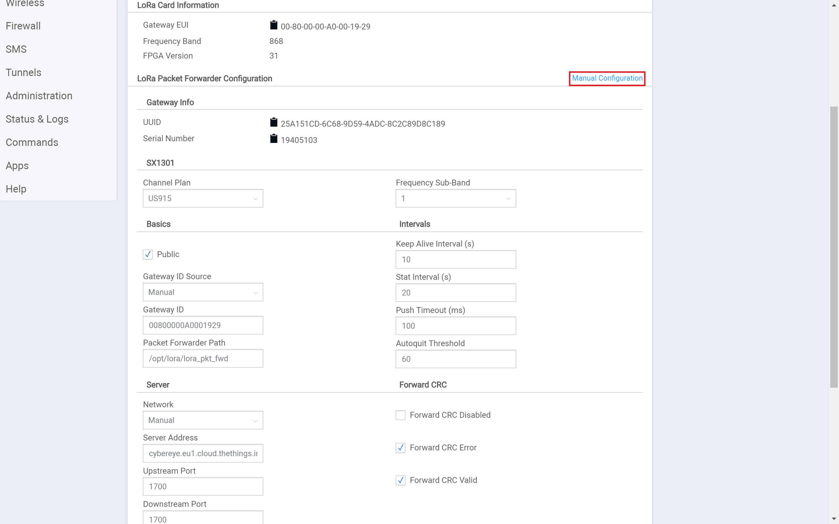 Switch to manual configuration mode