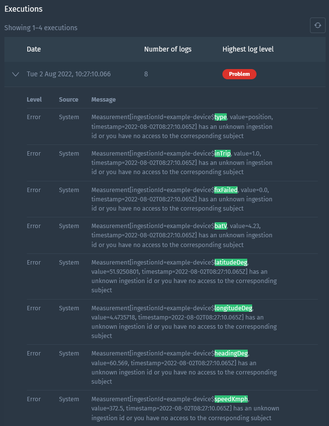 Example execution logs from an Oyster device from Digital Matter