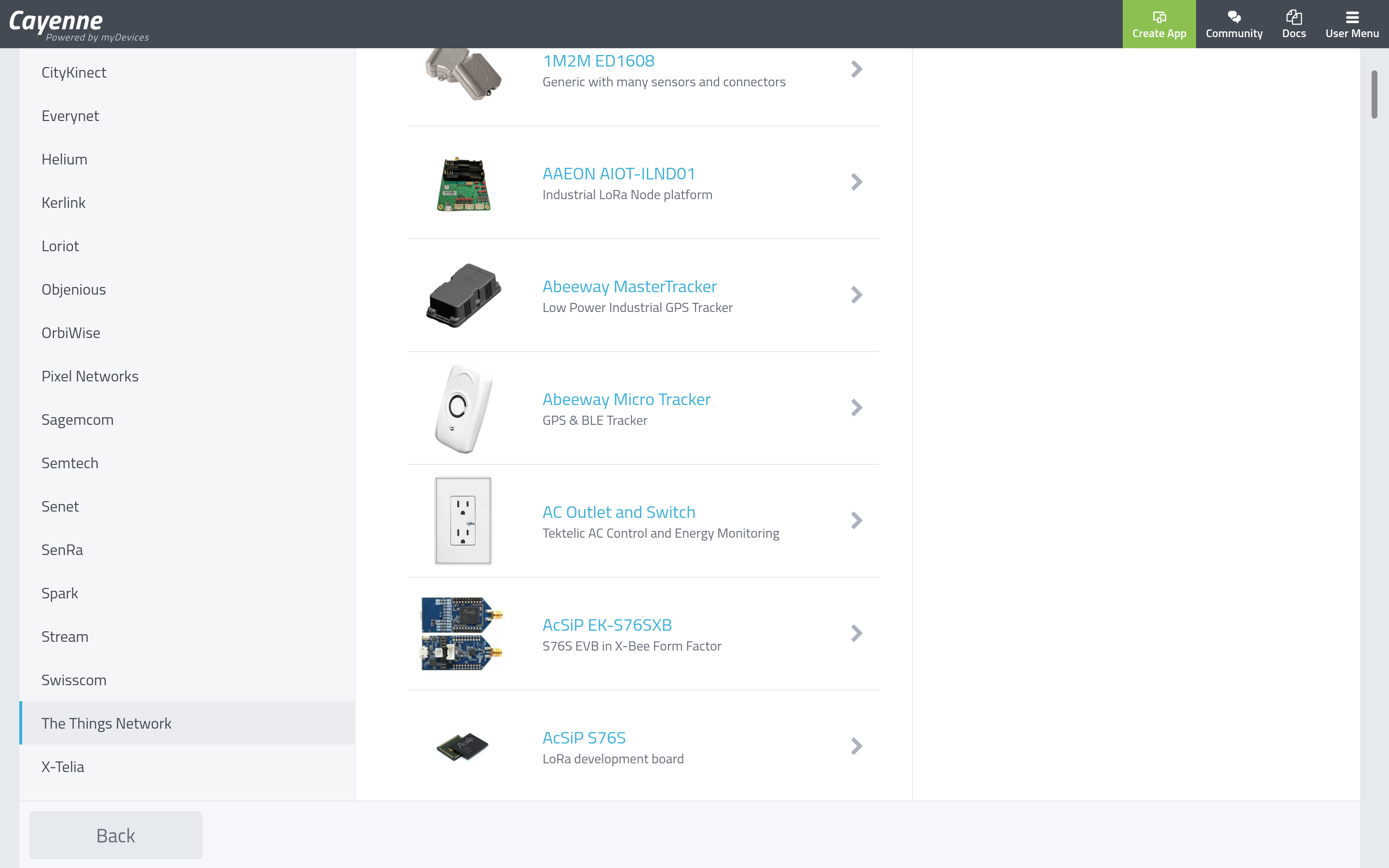 Choose network and device model