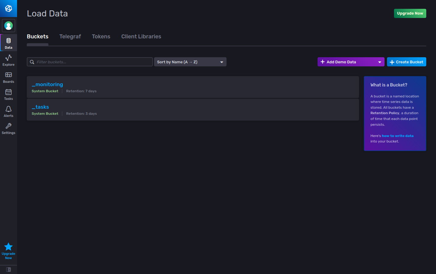 InfluxDB Data dashboard