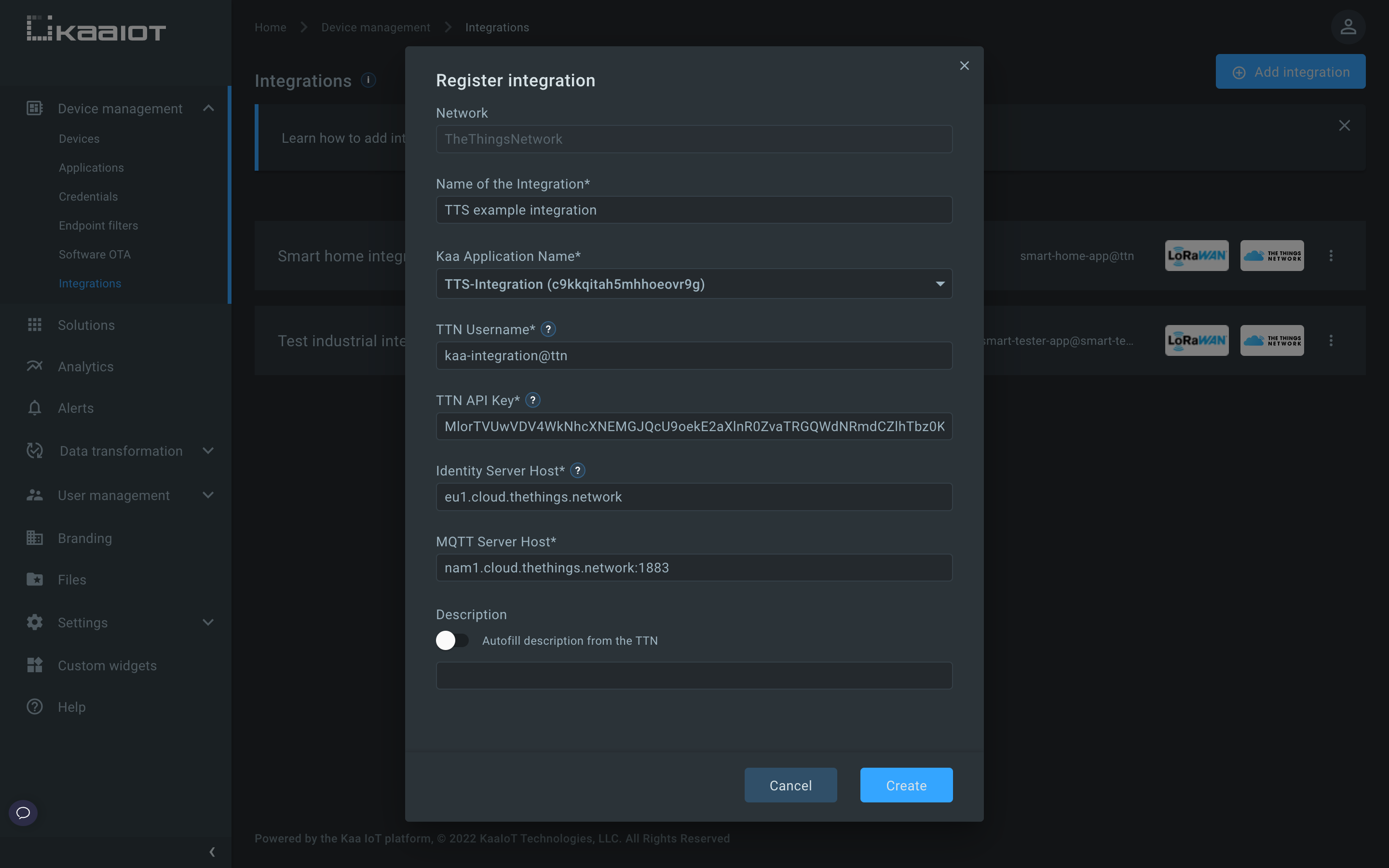 Create application integration