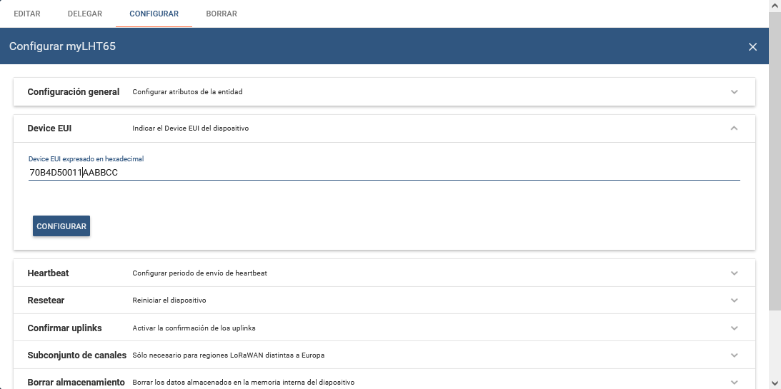 Configure the Device EUI of your device