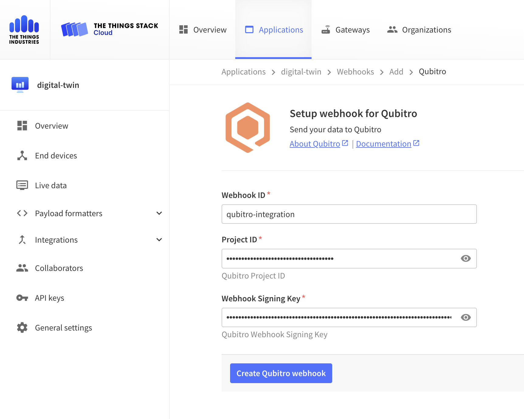 Webhook configuration