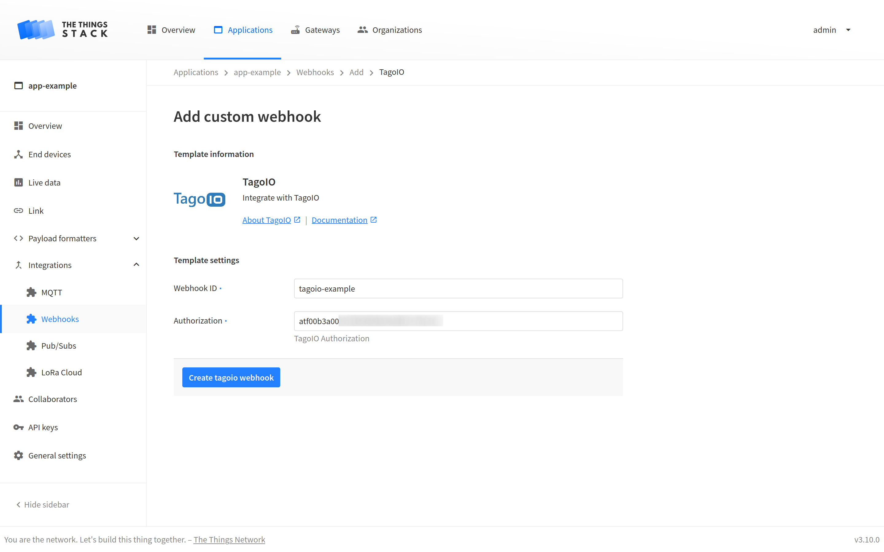 TagoIO webhook