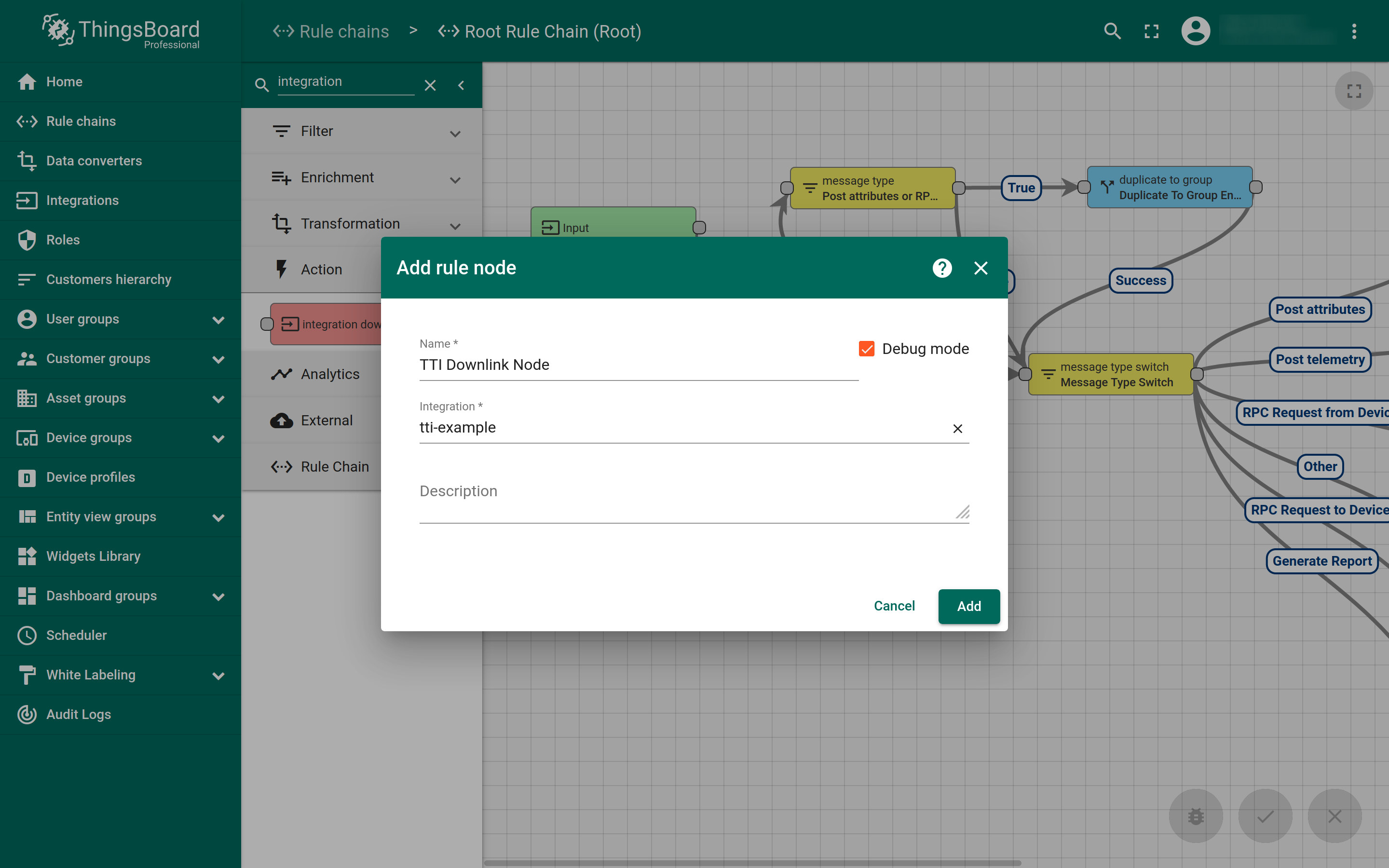 Adding integration downlink node