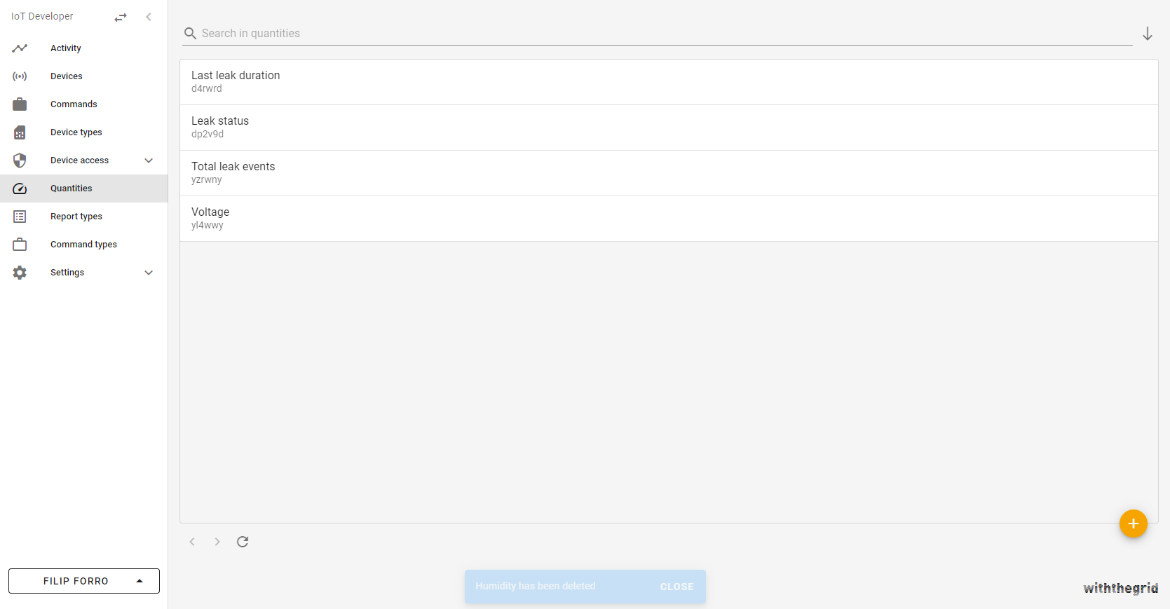 Created quantities overview