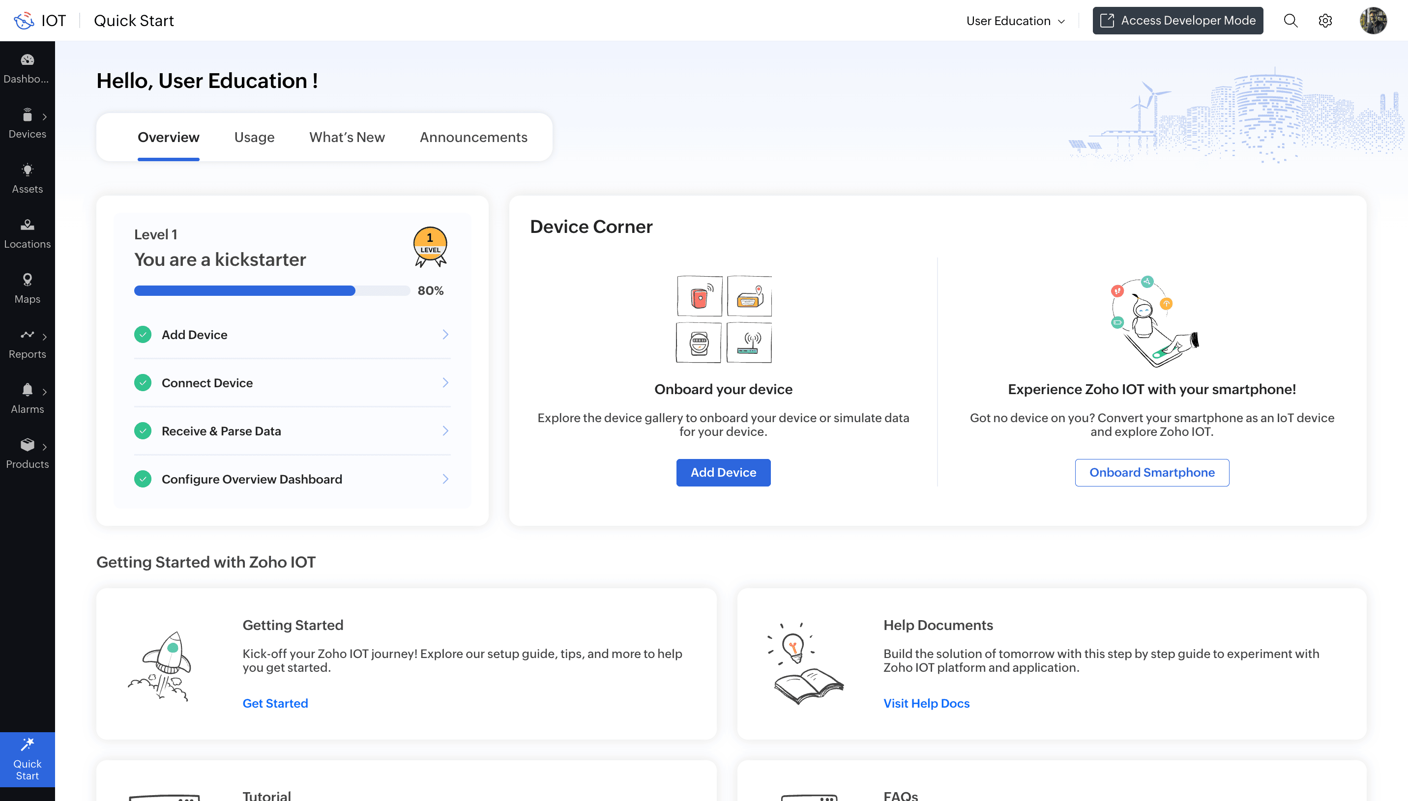 End Application Zoho IoT
