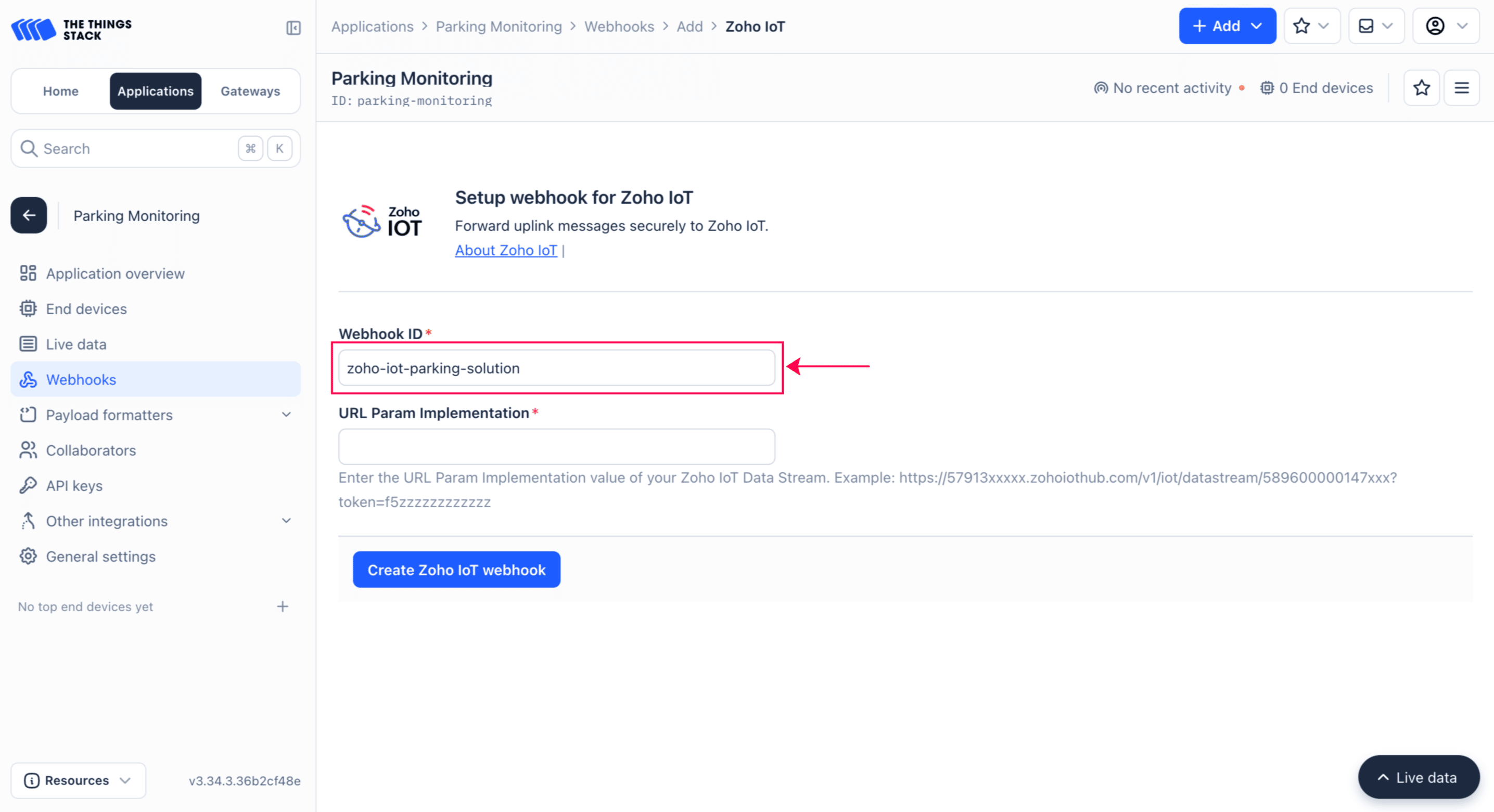 Provide Webhook ID
