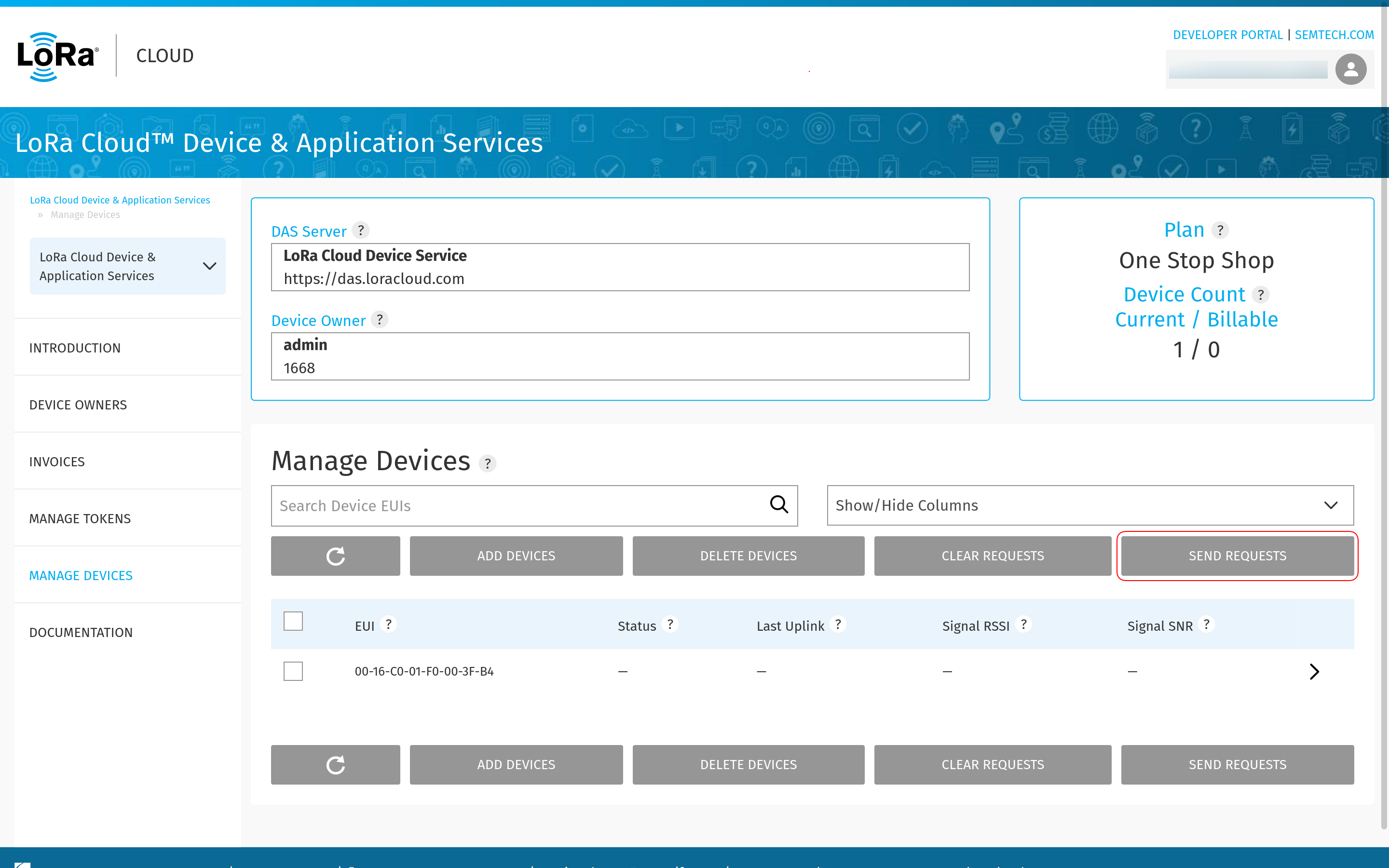 Send requests from LoRa Cloud portal