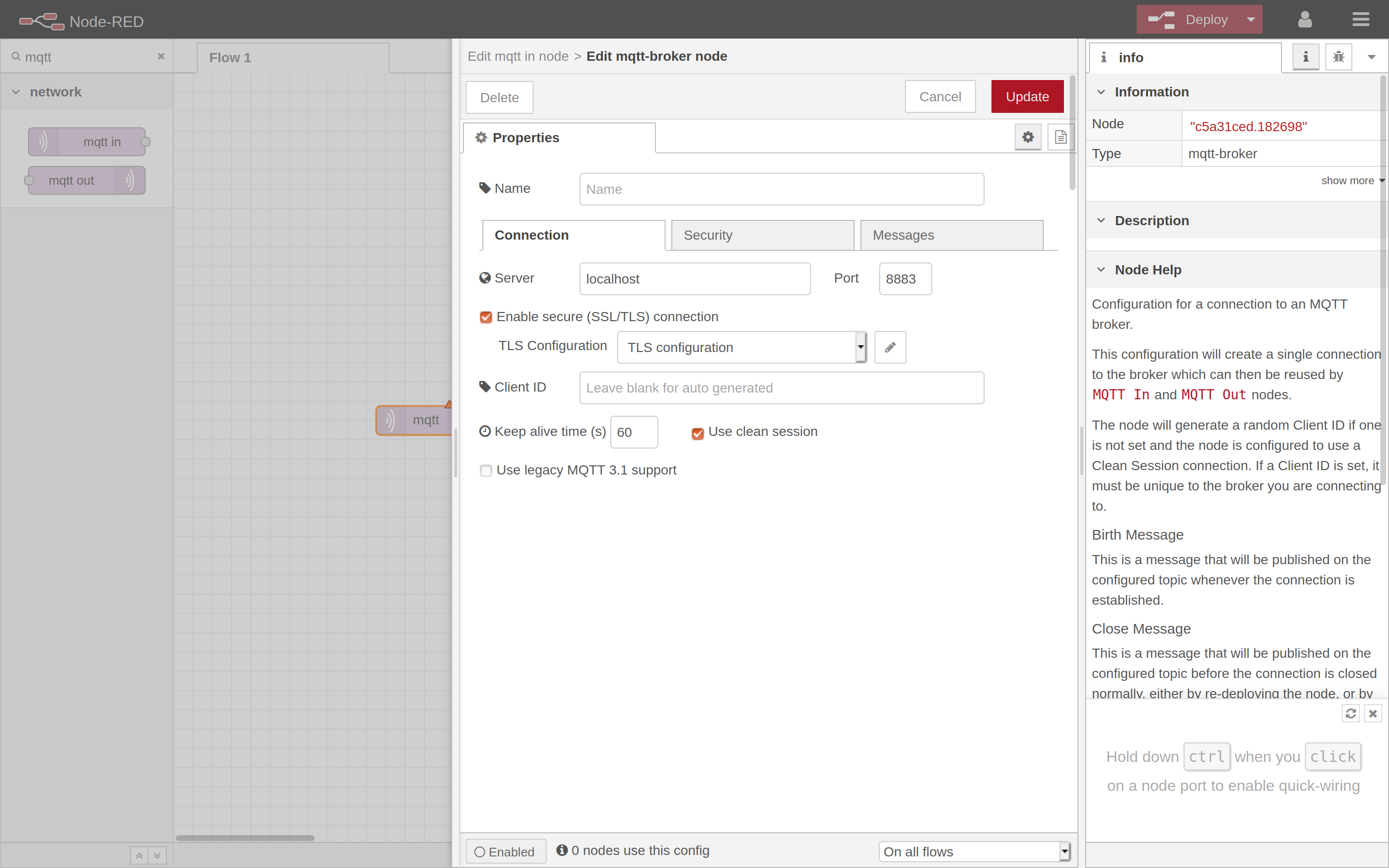 Configuring MQTT Server connection information