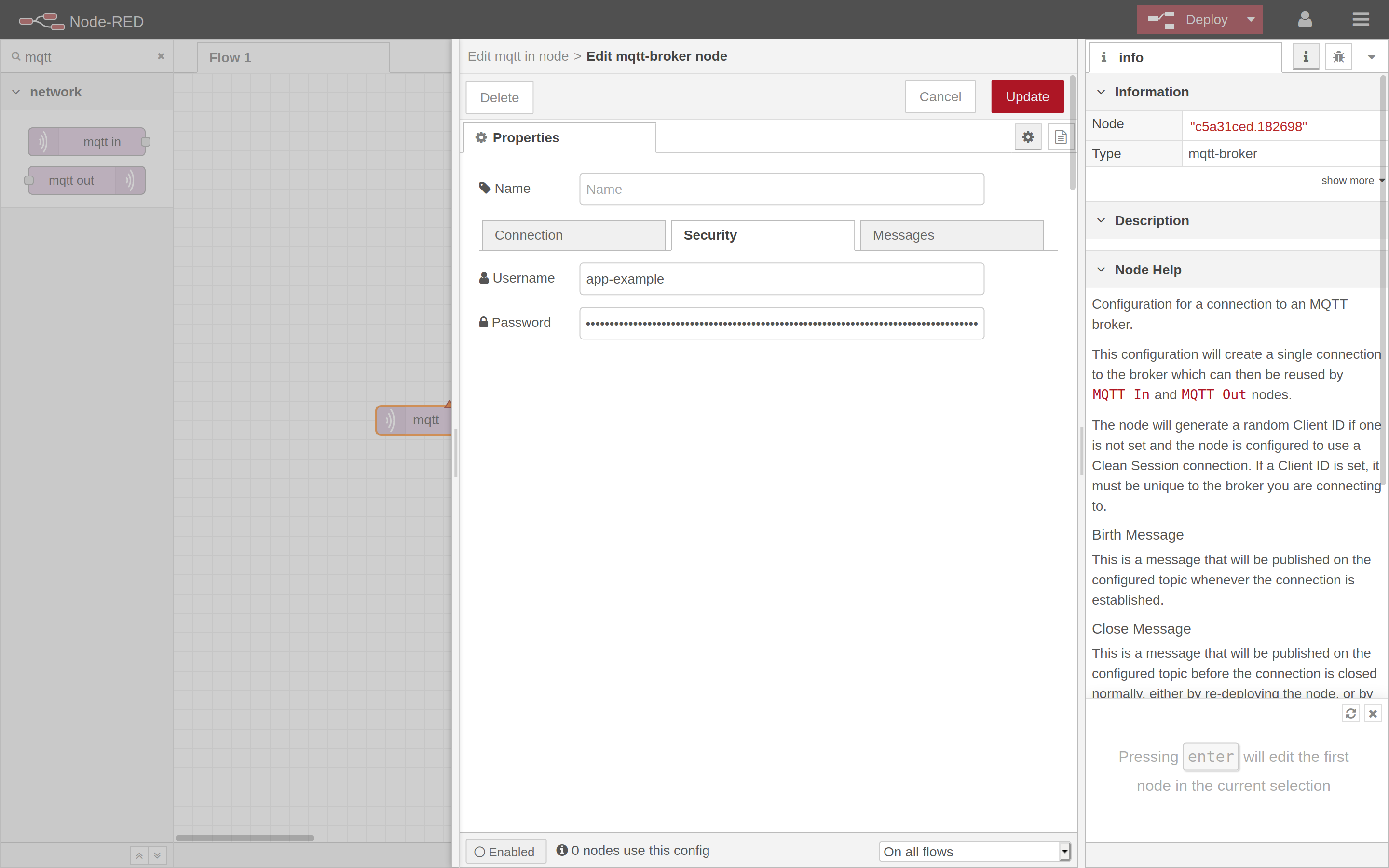 Configuring MQTT Server credentials