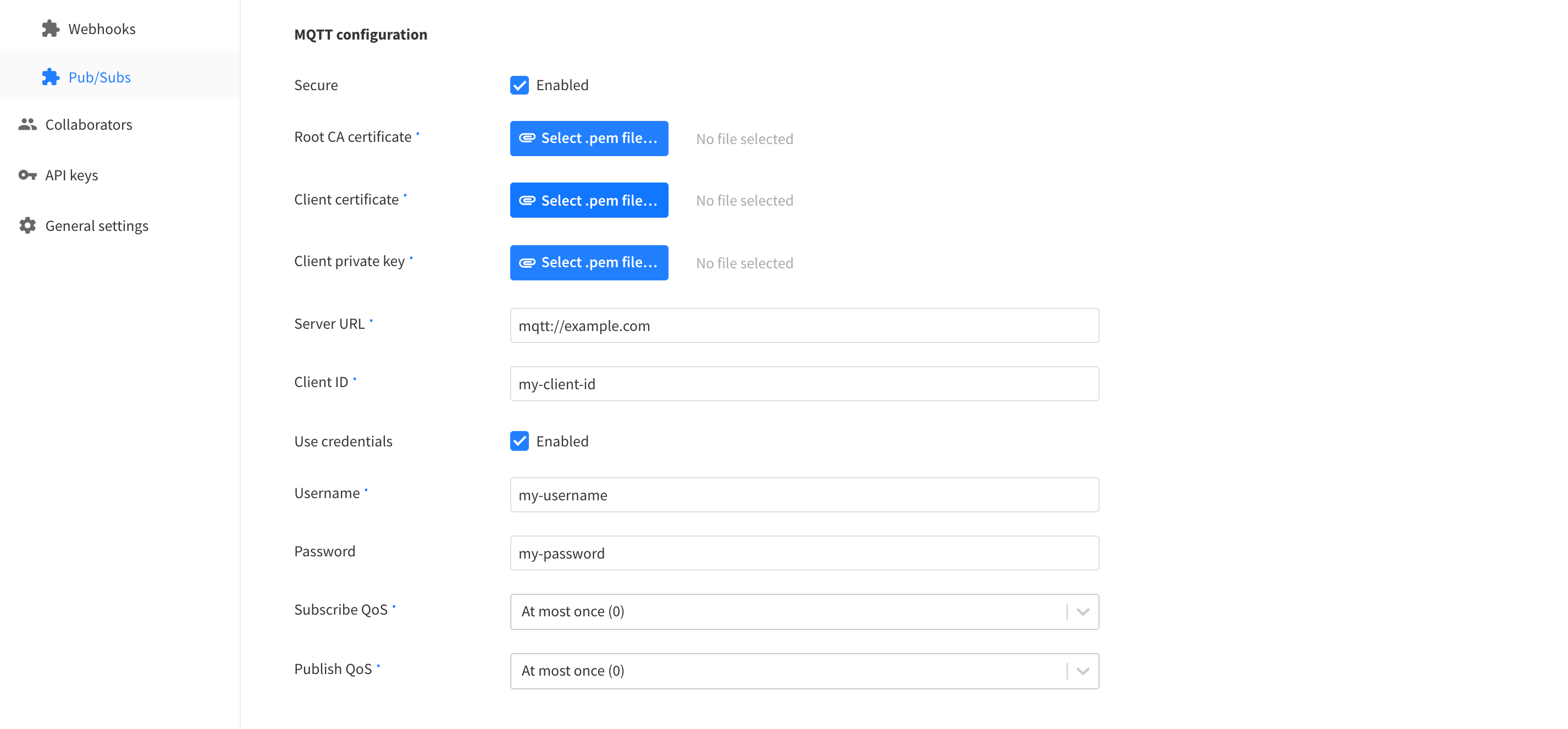 MQTT configuration